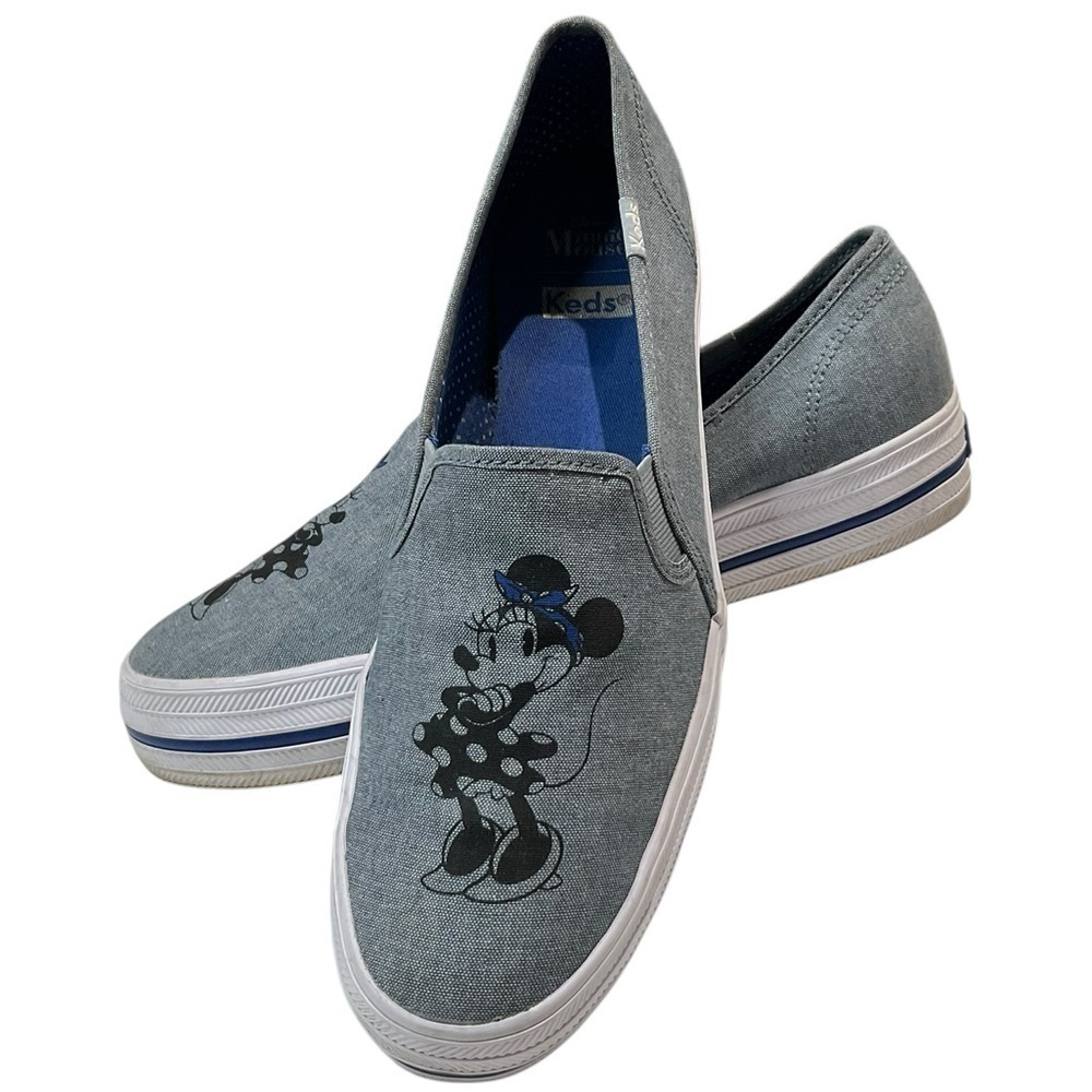 Keds Disney Minnie Mouse Denim Blue Slip-On Deck Shoes Sneakers 9.5